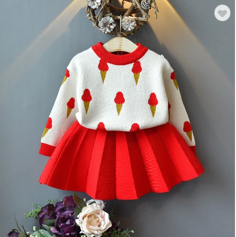 Baby girl outfits knitted sweater skirt for wholesale