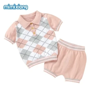 Baby Unisex Boy Girl Knitted Newborn Baby Clothes Cute Baby Bodysuits Romper Kid Clothing Outfits Upper Pants Sets