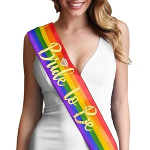Bachelorette Party Supplies Gay Rainbow Bride To Be Sash