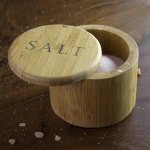 Bamboo Salt Box with Swivel Lid ,Bamboo Storage Box for Salt