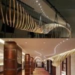 Banquet hall custom crystal Lighting Large Ribbon Shaped hotel Lobby Glass Chandelier  Restaurant Light Corridor Light
