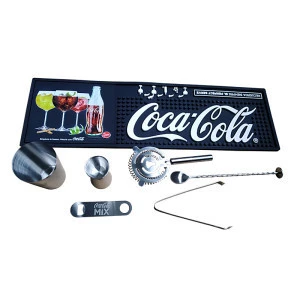Barware Sets Promotional Bar Tools Sets Stainless Steel Tools Sets With Printed PVC Bar mat With Custom Logo