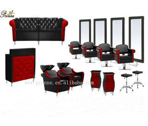 beauty salon set red&black trin spa reception desk
