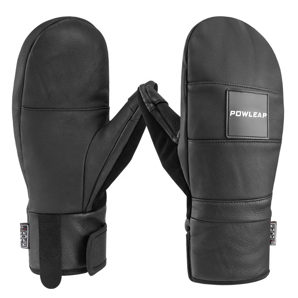 Best Sell Breathable Goatskin Custom Thinsulate Waterproof Winter Leather Ski Gloves Ski Snowboard Mittens