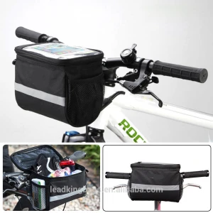 Bicycle handlebar bag bike pannier frame tube outdoor cycling pouch font basket