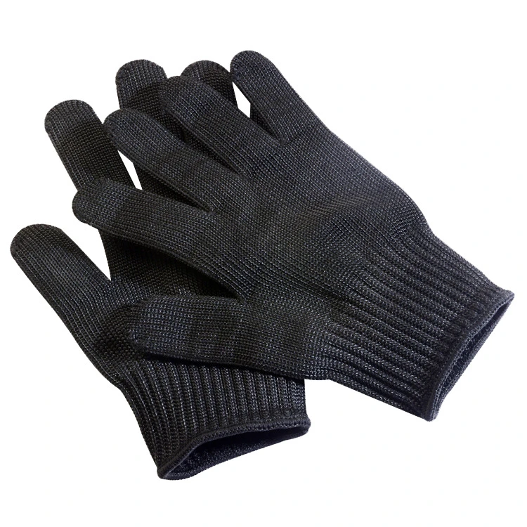 Black 5-level protective anti-slip stainless steel wire mesh anti-cutting gloves safe working kitchen gloves