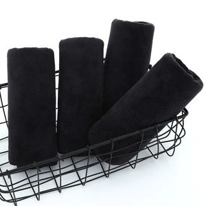 black microfiber coral fleece cleaning  salon towel car washing dry hair beauty towel absorbent easy wash and dry