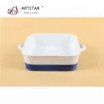 blue and white ceramic fancy bakeware set with handles wholesale