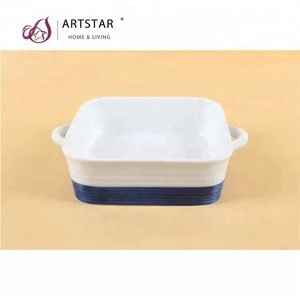 blue and white ceramic fancy bakeware set with handles wholesale