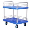 Blue Plastic Material Double-Decker Handling Trolleys With Wheels