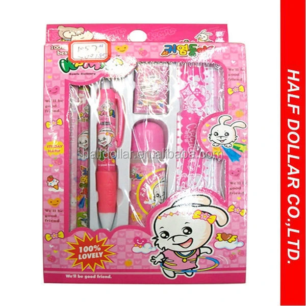 cartoon stationery gift set for kids with blister packing