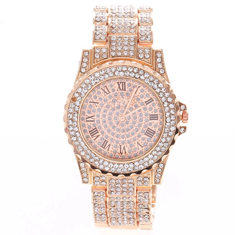 Cheap Iced Out Wrist Watch Mens Quartz Unisex Gold Silver Rose Gold Quartz Watch