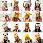 Children Warm soft kids funny animal fur plush winter hats