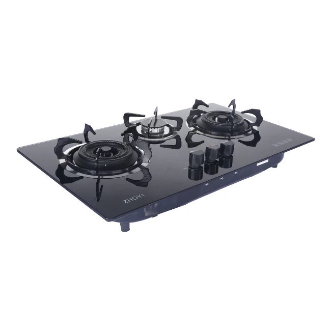 China cheap CE portable tempered glass 3 burner gas stove table top cooktops gas