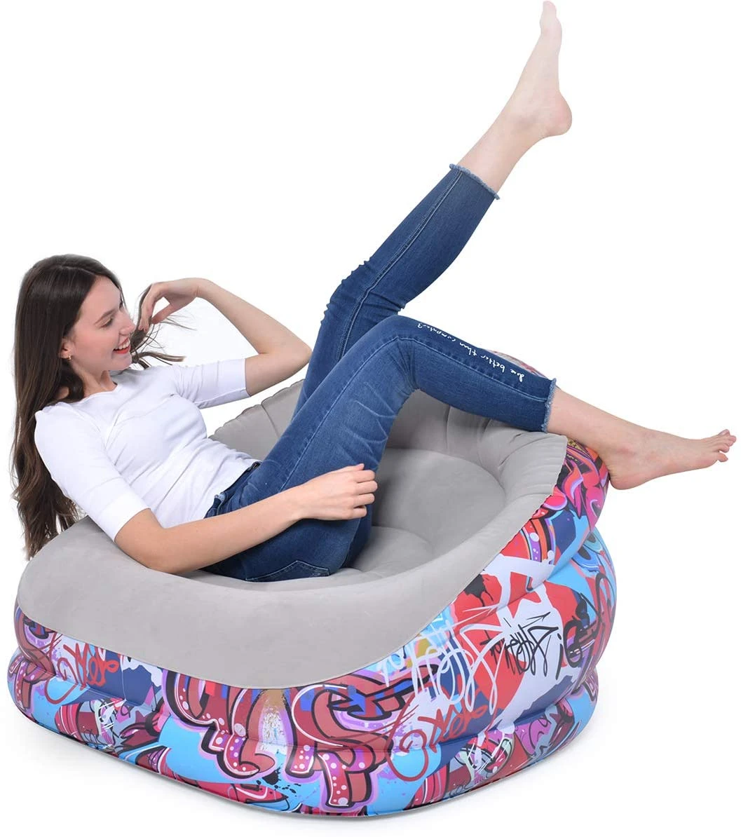 China manufacturer Air Lazy Sofa PVC inflatable seat living room air sofa chair promotional indoor inflatable chair