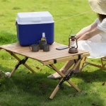 China OEM outdoor garden picnic dining table portable folding camping table foldable wooden bbq grill table