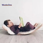 Christmas Gift Eco friendly Hand Made Wooden Toys Curvy Rocking Board /Wood Rocker Balance Board for Kids