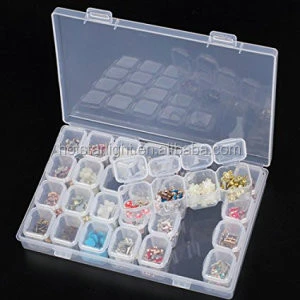 Clear Plastic 28 Slots Adjustable Jewelry Storage Box Case Organizer container for Pill,Bead,Earrings,Nail art and Finger ring