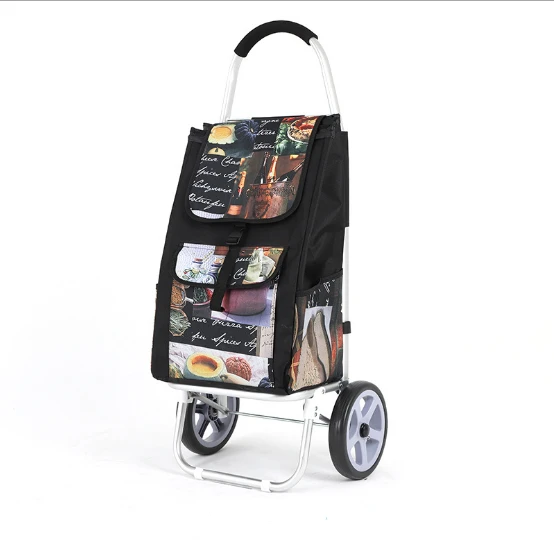 Collapsible Trolley Grocery Shopping Bag Foldable Shopping Cart with Wheels Customized Logo