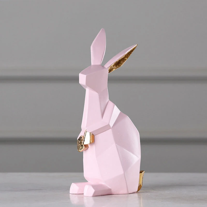 Color Resin Ornaments Nordic Simple Geometry Animal Rabbit Soft Home Resin Ornaments Desktop Crafts