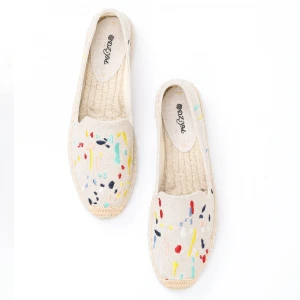 Colored graffiti and cream-coloured vamp thick bottom women casual flat shoes