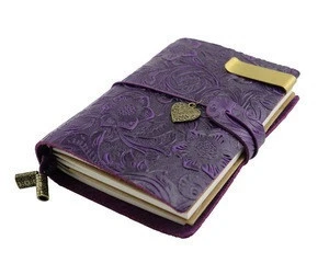Colorful Vintage Travelers Notebook Dairy Flowers Embossed personalized Refillable Leather Journal