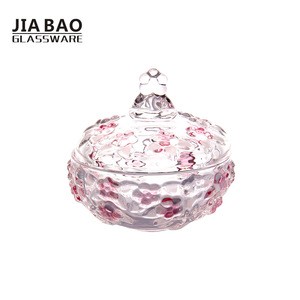 Colors Glass candy jar, decoration glass jar with lid, glass christmas candy jar