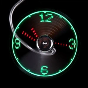Creative Hot selling USB Mini Flexible Time LED Clock Fan with LED Light - Cool Gadget Wholesale