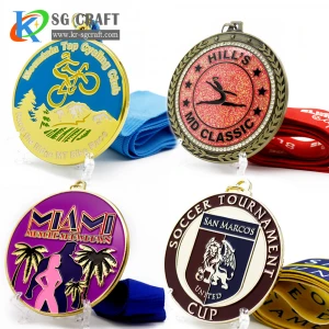 Custom Design Zinc Alloy Gold Metal clock logo with colorful logo  Medal Souvenirs Metal Winner Award Medal