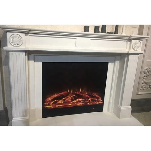 Custom designs modern surround mantel beige marble limestone fireplace