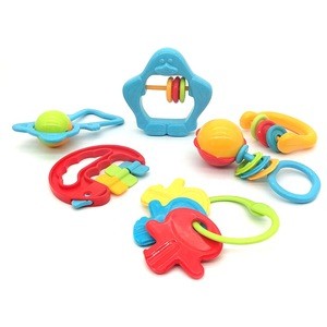 custom funny plastic baby rattle set toys