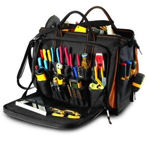 Custom large capacity Leather Craft tool Tote Workbag bag heavy duty Toolkit Electrician tool bags