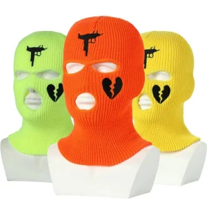 Custom Logo 3 hole face winter cotton printed custom embroidery Winter Knitted Ski Mask Outdoor Sports Balaclava Ski Mask