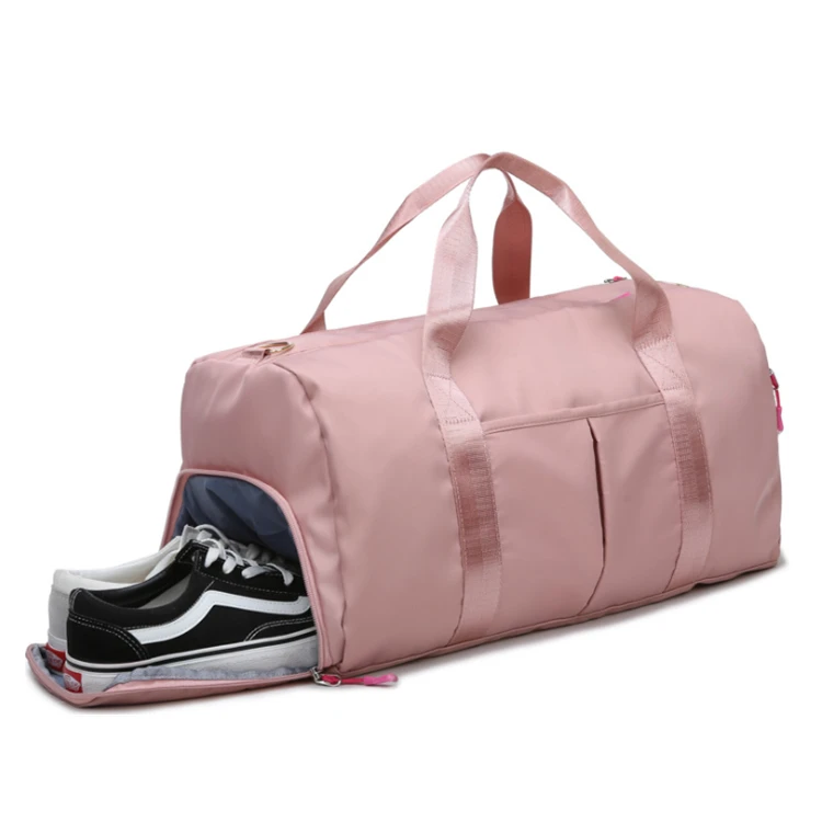 Custom Logo Pink Waterproof Tote Travel Duffel Sport Gym Bag with Wet Dry Separation Shoe Compartment
