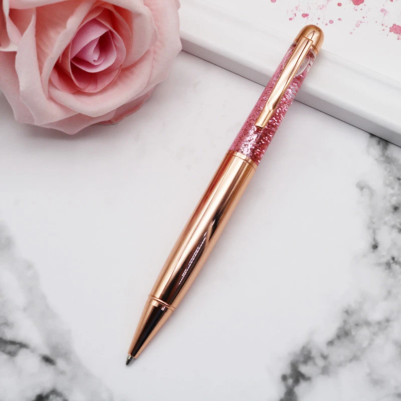 Custom Logo Rose Gold Floating Glitter Pen