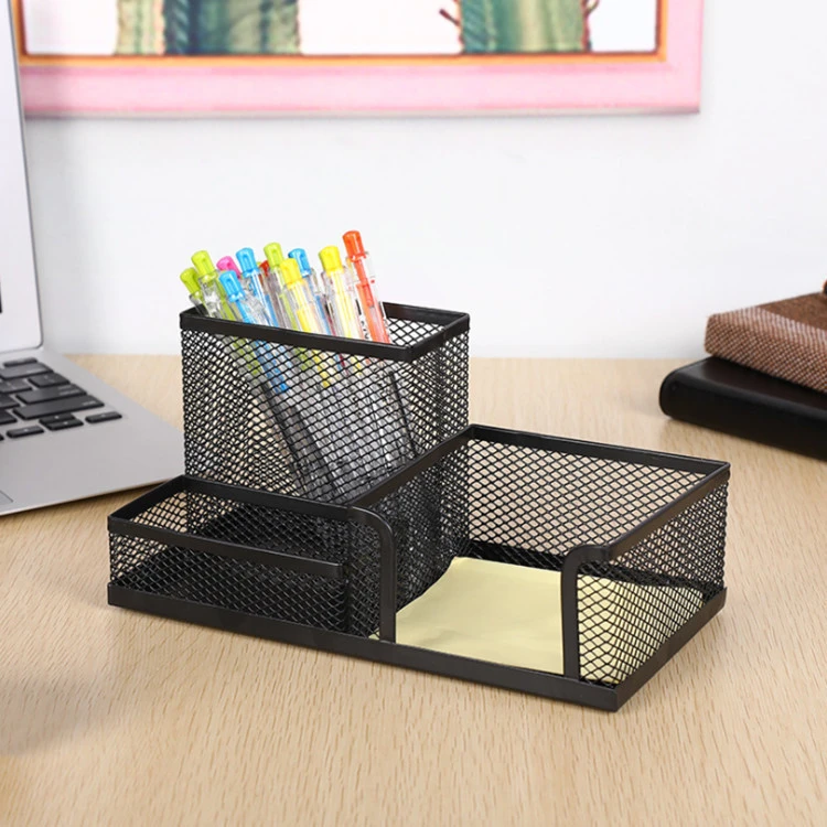 Custom metal rose gold detachable 3 trays office desk drawer organizer with grid