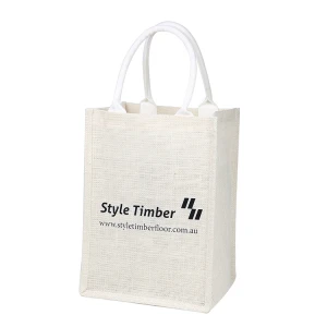 Custom Printed Burlap Handbag Eco Reusable Shopping White Jute Tote Bag