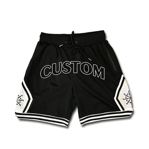 custom uniform short sports kids 89% polyester basketball shorts above the knee shorts with zipper pockets