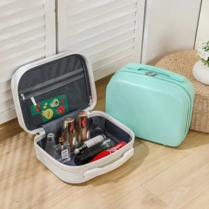 Customize Logo New Fashion 14 inch Ladies Makeup Bag Mini Suitcase ABS Storage Trolley Case Travel Cosmetic Bag