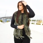 CX-G-B-57T Wholesale Fur Waistcoat Knitted Real Rabbit Fur Vest
