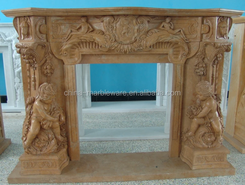 Decoration marble carving gas fire place