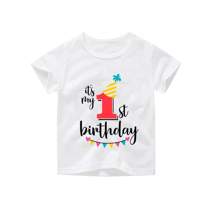 DGKT-002 DGKT-002 2020 Birthday Party 1-9  Years Baby Girls Boys Short Sleeve Birthday T-Shirts