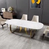 Dining room furniture dining table set modern with stone marble top and stainless steel legs 6  restaurant dining chairs