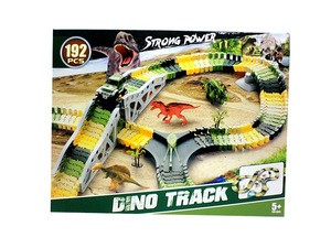 Dinosaur Race Track Toys Jurassic Dinosaur World Create Road with 144 Flexible Tracks Play set Toy Slot Car