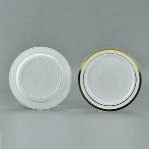 Disposable Eco-Friendly Wedding Party Bronze Round Plastic Dish Plate