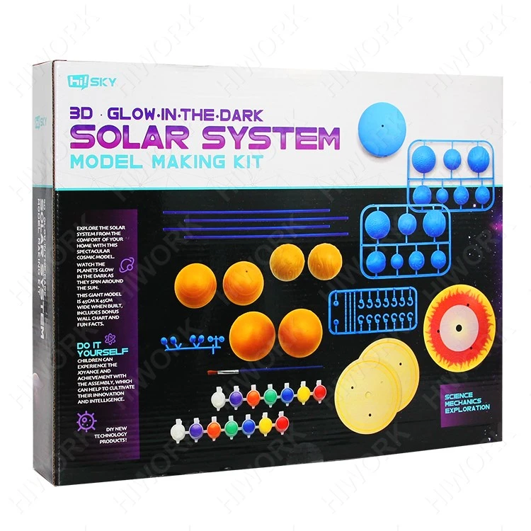Diy Educational STEM Toys Solarsy Folder Kit Earth  Mars Saturn Nine Planet Solar System Model Making Kit
