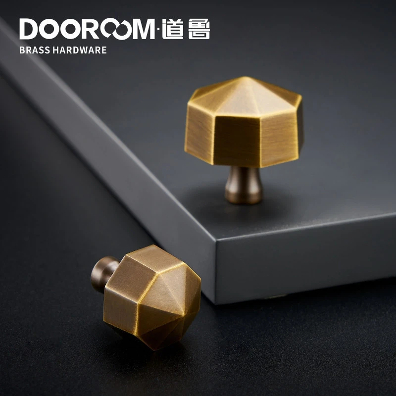 Dooroom Solid Brass Furniture Handles Nordic Simple American Octagon Cupboard Wardrobe Dresser Shoe Box Drawer Pulls Knobs