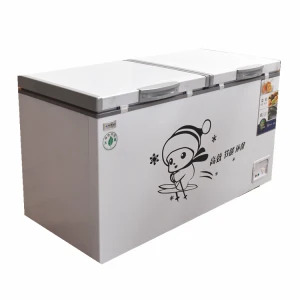 Double Door White Deep Chest Freezer and Refrigerator for Ice Cream Meat Chicken Fish and Sausage