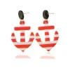 Earrings for women Fashion acrylic Boat Anchor drop Earrings red and white striped Fresh Personality Jewelry