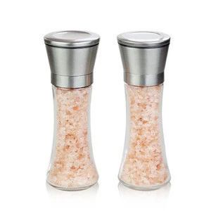 Eco-friendly 180ml glass sea salt pepper grinder spice grinding with stainless steel top, Salt And Pepper Mill